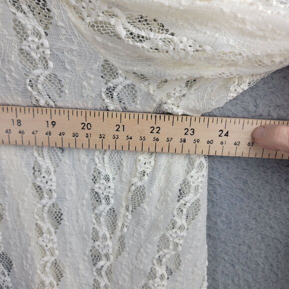 J Jill Ivory Stretch Lace Open Cardigan Large Romantic Fairycore Boho Sheer Y2K - Picture 5 of 12